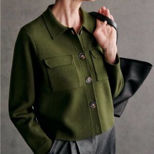 Sezane Betty Cardigan sweater (perfect green, XXS)